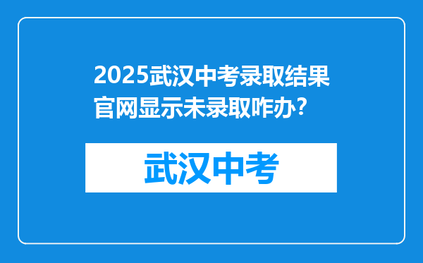 2025武汉中考录取结果官网显示未录取咋办？