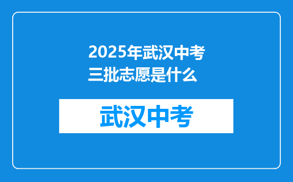 2025年武汉中考三批志愿是什么