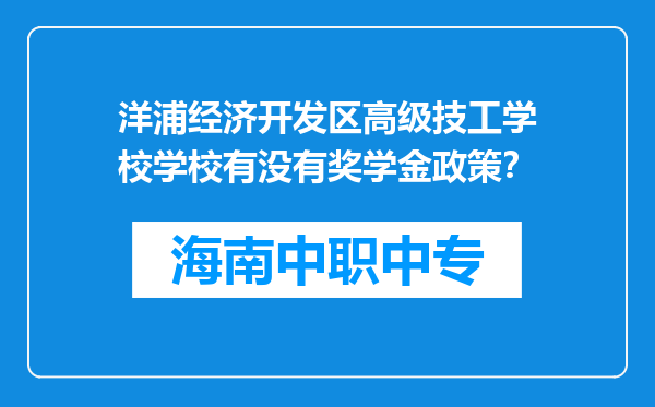 洋浦经济开发区高级技工学校学校有没有奖学金政策？