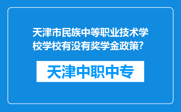 天津市民族中等职业技术学校学校有没有奖学金政策？