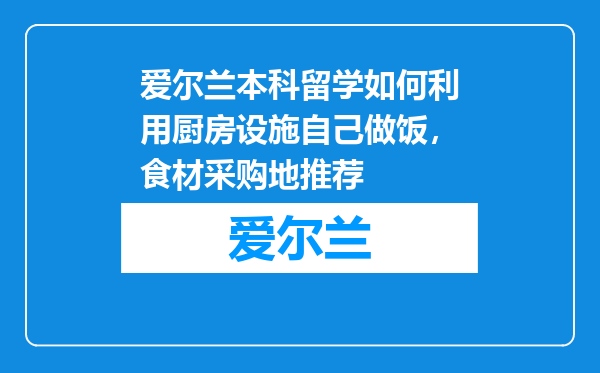 爱尔兰本科留学如何利用厨房设施自己做饭，食材采购地推荐
