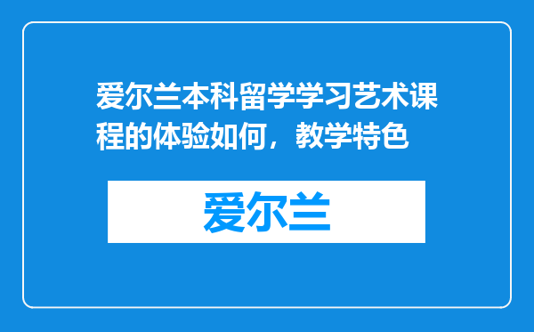 爱尔兰本科留学学习艺术课程的体验如何，教学特色