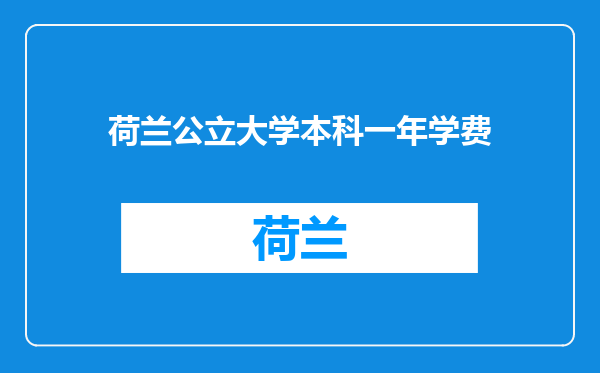 荷兰公立大学本科一年学费