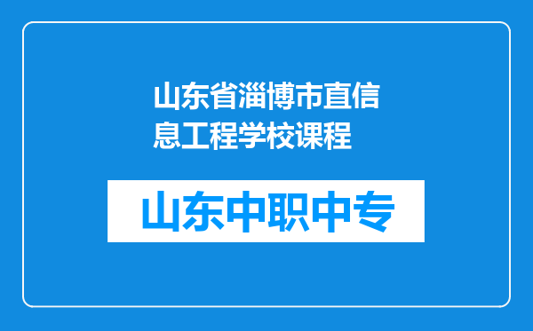 山东省淄博市直信息工程学校课程