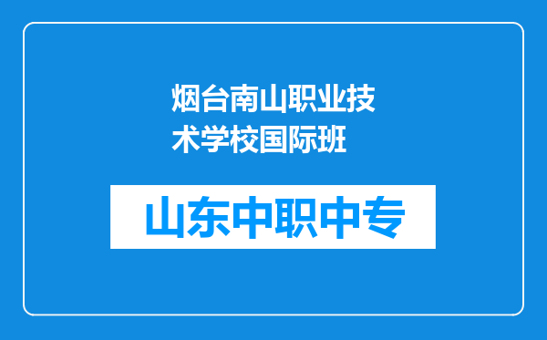 烟台南山职业技术学校国际班
