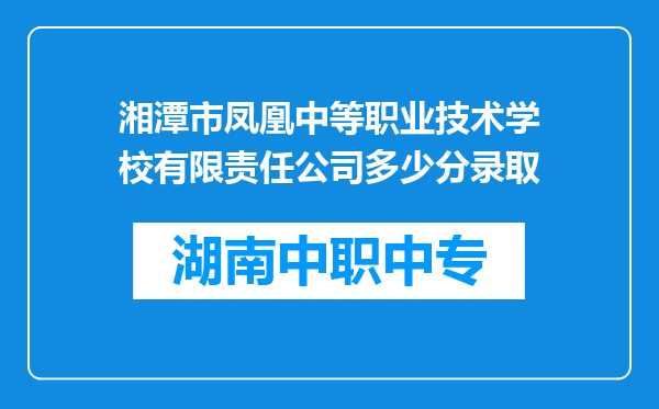 湘潭市凤凰中等职业技术学校有限责任公司多少分录取