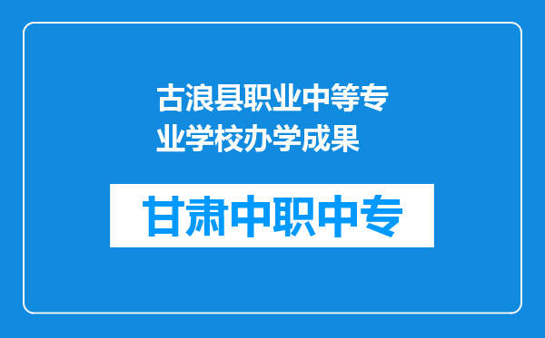 古浪县职业中等专业学校办学成果