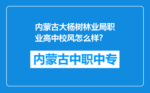 内蒙古大杨树林业局职业高中校风怎么样？