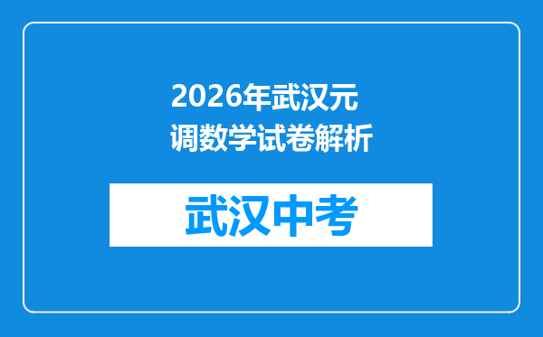 2026年武汉元调数学试卷解析