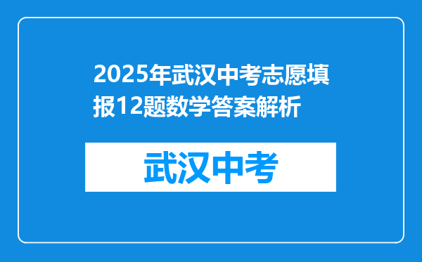 2025年武汉中考志愿填报12题数学答案解析