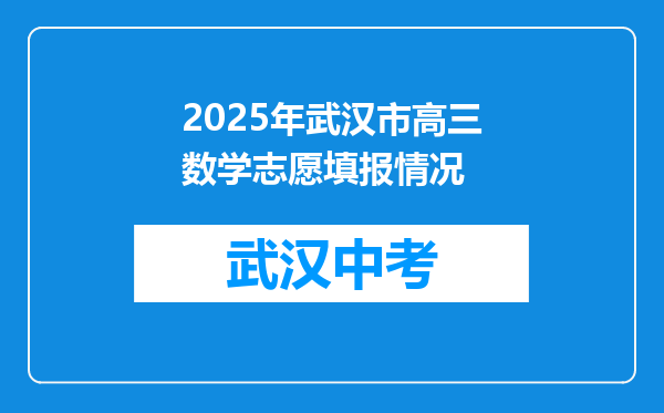 2025年武汉市高三数学志愿填报情况