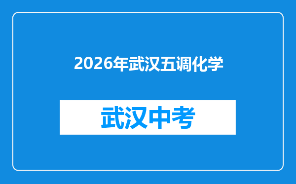 2026年武汉五调化学