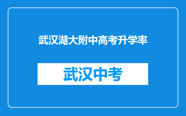 武汉湖大附中高考升学率