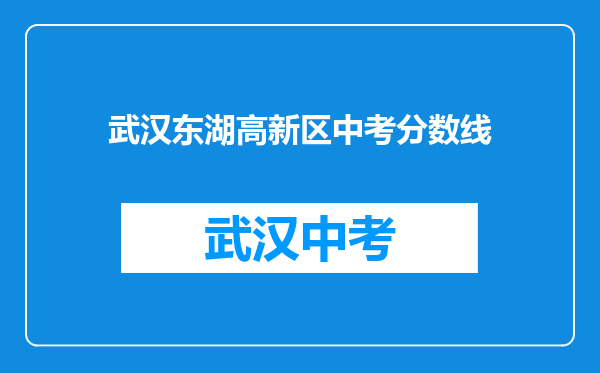 武汉东湖高新区中考分数线