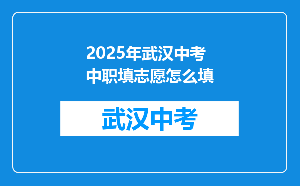 2025年武汉中考中职填志愿怎么填