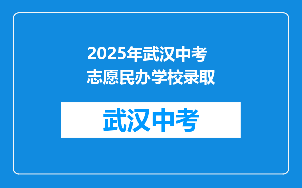 2025年武汉中考志愿民办学校录取