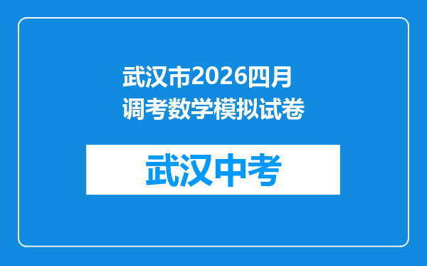 武汉市2026四月调考数学模拟试卷