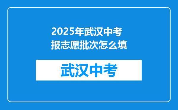 2025年武汉中考报志愿批次怎么填