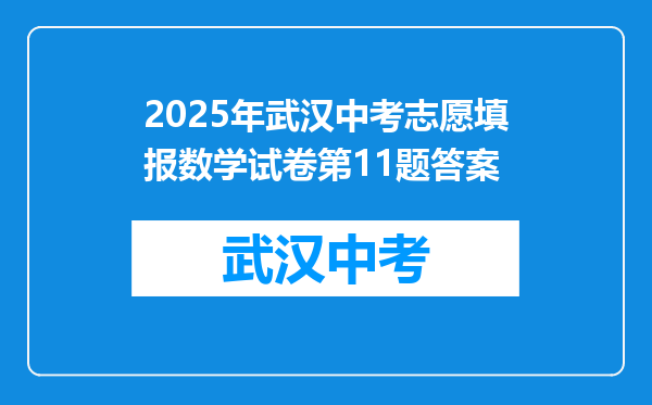2025年武汉中考志愿填报数学试卷第11题答案