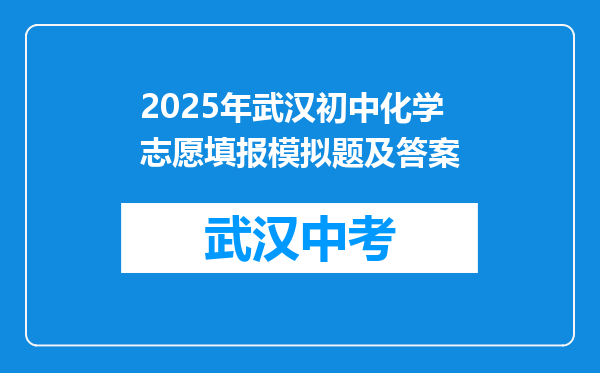 2025年武汉初中化学志愿填报模拟题及答案