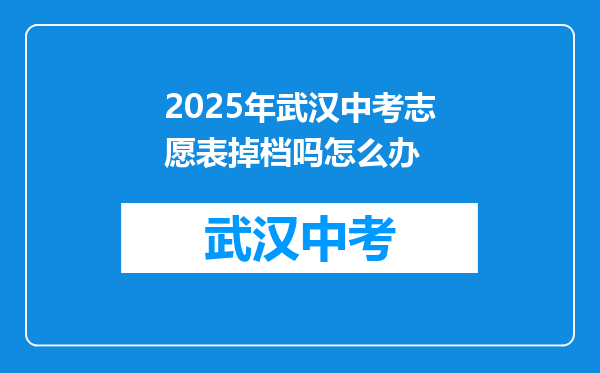 2025年武汉中考志愿表掉档吗怎么办