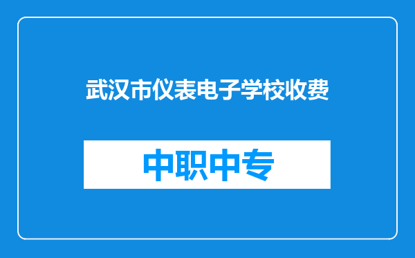 武汉市仪表电子学校收费