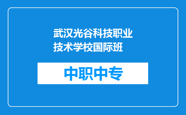 武汉光谷科技职业技术学校国际班