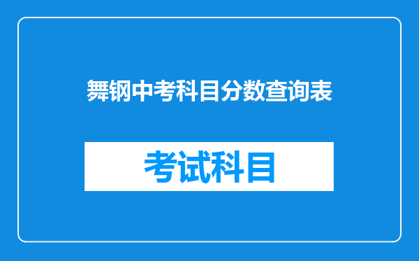 舞钢中考科目分数查询表