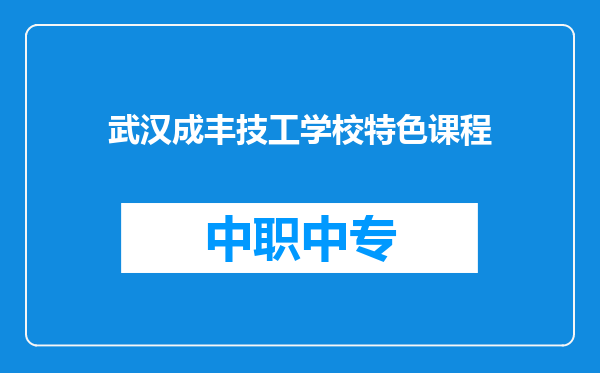 武汉成丰技工学校特色课程