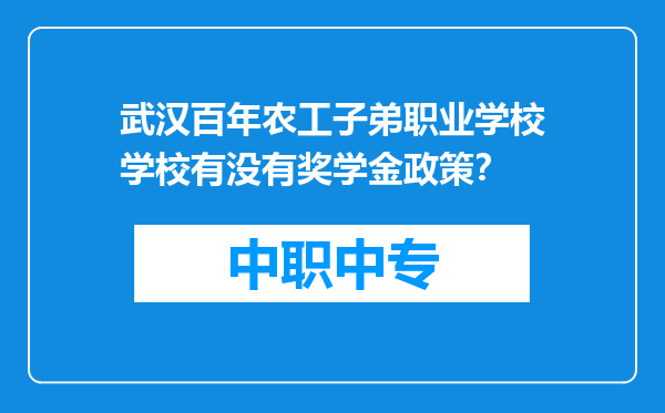 武汉百年农工子弟职业学校学校有没有奖学金政策？