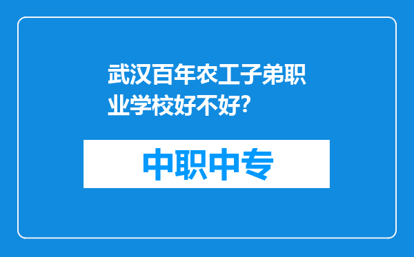 武汉百年农工子弟职业学校好不好？